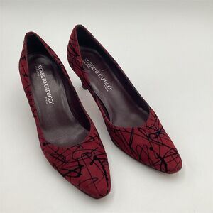 Vintage Roberto Capucci Wine Red Leather Pumps Women's Size 7B Formal